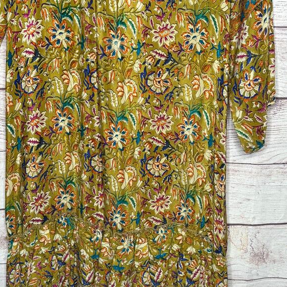 Tolani Fall Floral Boho Trendy 3/4 Sleeve 100% Silk Luxury Mini Dress Size Small - Picture 8 of 11